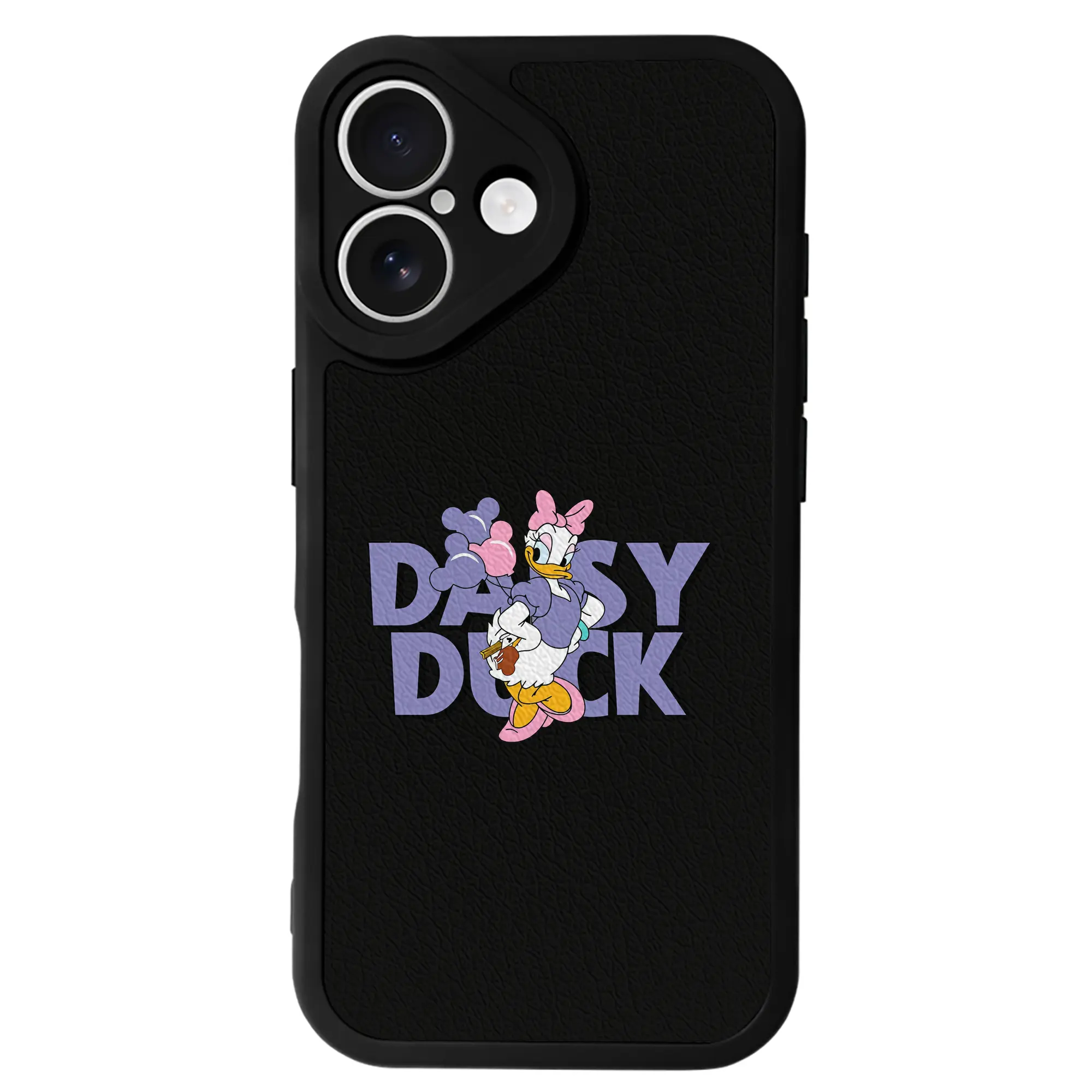 ミッキーマウス（Mickey Mouse） グッズ デイジーダック（Daisy Duck） - IPhone 16シリーズ対応 ・ シリコンスマホケース ・ レザー調 ・ 高精度フィット ・ 耐衝撃 ・ ワイヤレス充電対応 ・ 精密カット